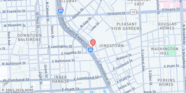 Map showing St. Vincent Emergency - Baltimore at 120 North Front Street, Jonestown, MD