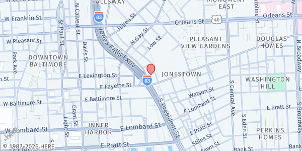 Map showing St. Vincent's Emergency Services - Jonestown at 120 North Front Street, Jonestown, MD