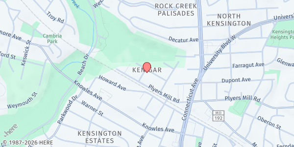 Map showing First Baptist Church Ken-Gar at 3922 Hampden St, Kensington, MD