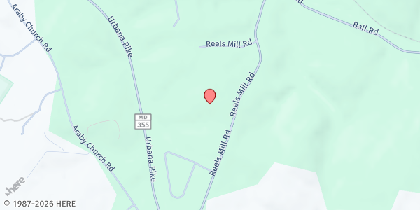 Map showing Urbana Area Food Pantry at 4328 Reels Mill Road, Kinna, MD