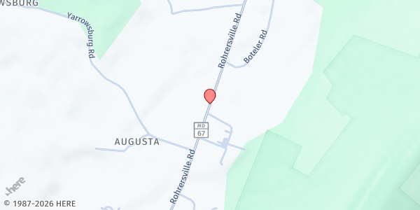 Map showing Brownsville Church Food Pantry at 1911 Rohrersville Road, Knoxville, MD