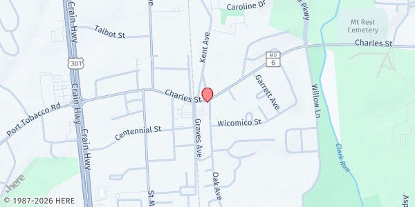 Map showing Catholic Charities - La Plata at 513 Charles Street, La Plata, MD