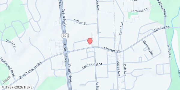 Map showing Christ Church, La Plata Parish Food Pantry at 112 Charles Street, La Plata, MD