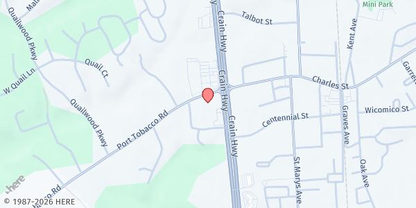 Map showing La Plata United Methodist Church Pantry at 3 Port Tobacco Road, La Plata, MD
