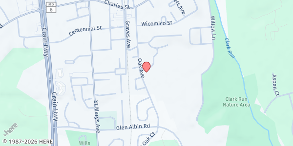 Map showing LifeStyles of Maryland Food Pantry at 101 Catalpa Drive, La Plata, MD