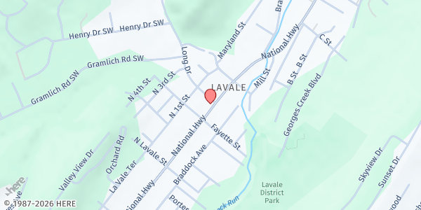 Map showing Lavale U.M.C at 565 National Highway, La Vale, MD
