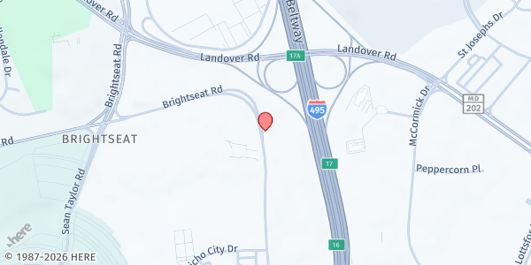 Map showing City of Praise Family Ministries at 8806 Brightseat Road, Landover, MD