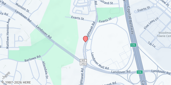 Map showing City of Praise Family Ministries at 8806 Brightseat Road, Landover, MD