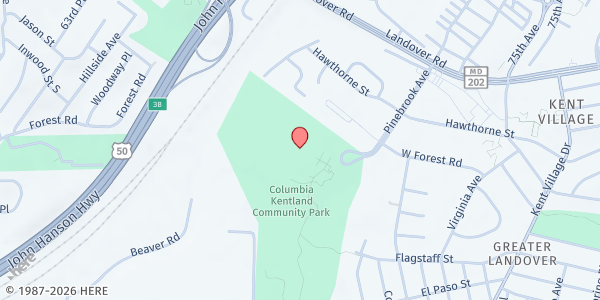 Map showing Kentland Community Center at 2413 Pinebrook Avenue, Landover, MD