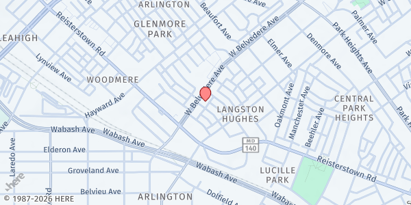 Map showing So What Else @ Dreamworks CDC at 3903 West Belvedere Avenue, Langston Hughes, MD