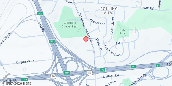 Map showing AfriThrive Prince George's County - Whitfield Chapel at 5120 Whitfield Chapel Road, Lanham, MD
