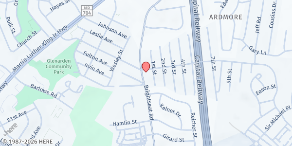 Map showing Ark of Grace Mission, Inc at 3311 Brightseat Road, Lanham, MD