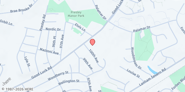 Map showing Mollemm Food Pantry at 9721 Good Luck Road, Lanham, MD