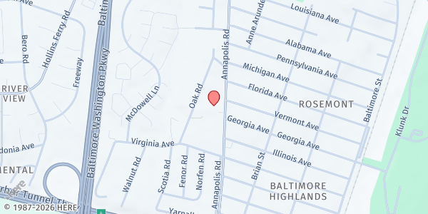 Map showing Baltimore Highlands Elementary at 4200 Annapolis Road, Lansdowne - Baltimore Highlands, MD