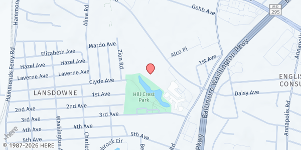 Map showing Lansdowne High School Food Pantry at 3800 Hollins Ferry Road, Lansdowne - Baltimore Highlands, MD