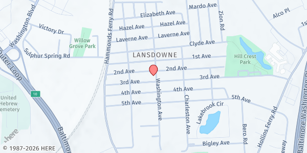 Map showing St. Clement Food Pantry at 2700 Washington Avenue, Lansdowne, MD