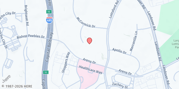 Map showing Christ Embassy Maryland at 1221 Carraway Court, Largo, MD