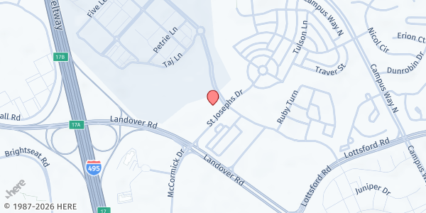 Map showing St. Joseph Catholic Church at 2020 St Joseph Drive, Largo, MD