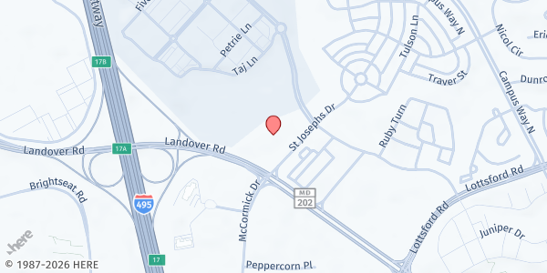 Map showing St. Joseph's Church at 2020 St. Joseph's Dr., Largo, MD