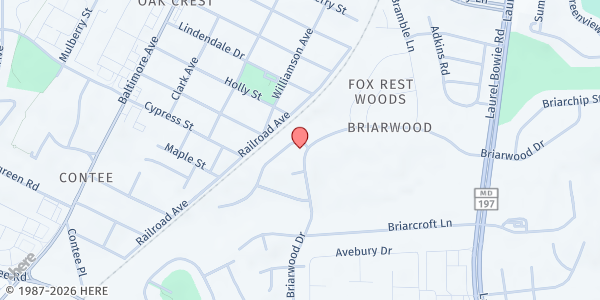 Map showing Faith Village of Greater Laurel, Inc. - Main Location at 13714 Briarwood Drive, Laurel, MD