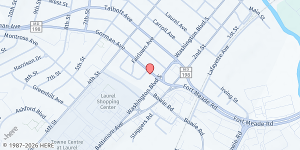 Map showing Fish of Greater Laurel Inc at 308 Gorman Ave, Laurel, MD