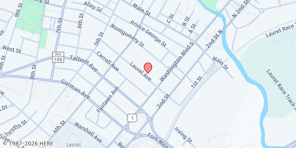 Map showing Laurel Advocacy & Referral Services at 311 Laurel Ave, Laurel, MD