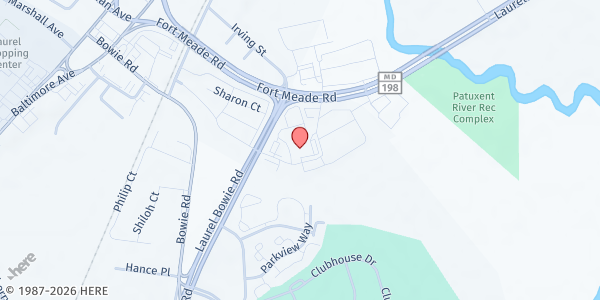 Map showing Laurel Multiservice Center at 204 Fort Meade Road, Laurel, MD