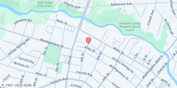 Map showing Little Chapel - Food Distribution Site at Corner of 6th and Prince George Street, Laurel, MD