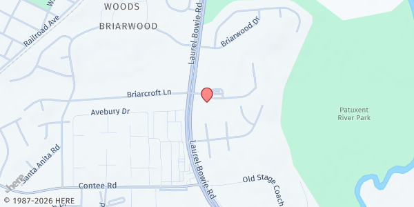 Map showing Our Savior Lutheran Church at 13611 Laurel Bowie Road, Laurel, MD