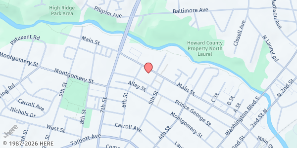 Map showing St. Philip's Episcopal Church - Little Chapel at Corner of 6th and Prince George Street, Laurel, MD