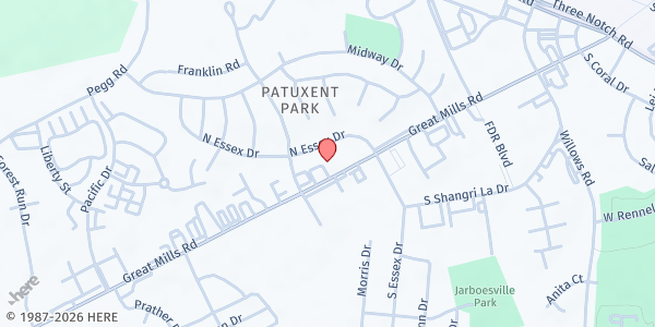 Map showing Church of the Ascension Food Pantry at 21641 Great Mills Road, Lexington Park, MD