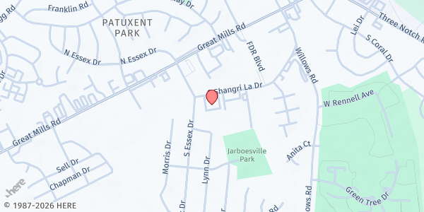 Map showing Trinity Lutheran Church at 46707 South Shangri-La Drive, Lexington Park, MD