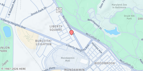 Map showing Mt. Lebanon Baptist Church at 2812 Reisterstown Road, Liberty Square, MD