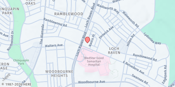 Map showing Lutheran Mission Society - Immanuel Compassion Center at 5701 Loch Raven Boulevard, Loch Raven, MD