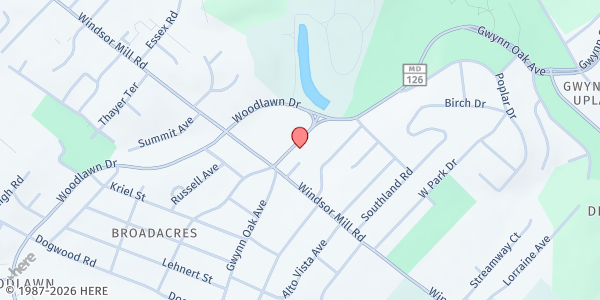 Map showing St. Luke's United Methodist Church at 2119 Gwynn Oak Ave., Lochearn, MD