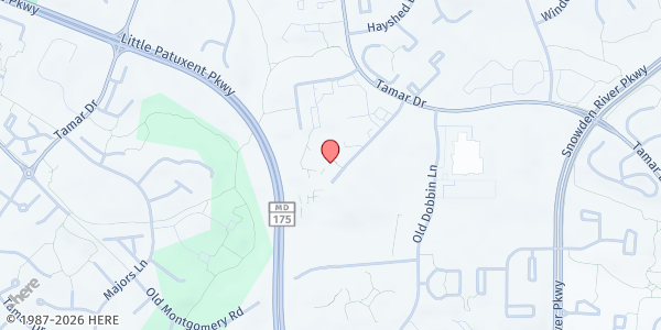 Map showing Long Reach Church of God at 6080 Foreland Garth, Long Reach, MD