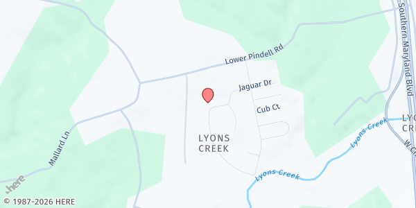 Map showing Faith Community - Lothian at 212 Jaguar Drive, Lothian, MD