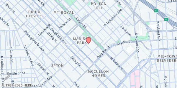 Map showing Douglas Memorial Community Church at 1325 Madison Avenue, Madison Park, MD