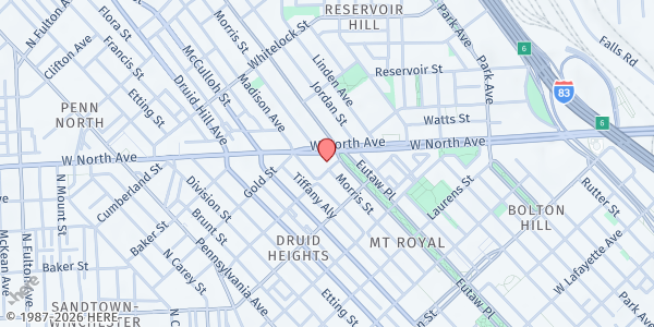 Map showing Standing Strong Mentoring Program - Madison Park at 2100 Eutaw Place, Madison Park, MD