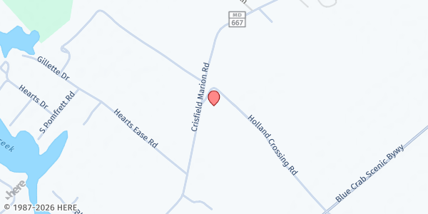 Map showing Living Hope Ministries of the EAST Shore at 27331 Crisfield Marion Rd, Marion Station, MD