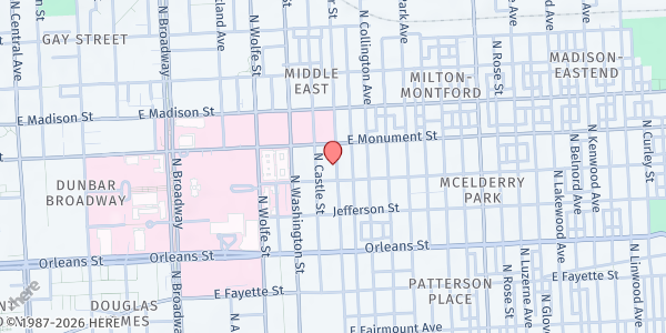 Map showing Baltimore Healthy Start - Middle East at 610 North Chester Street, Middle East, MD