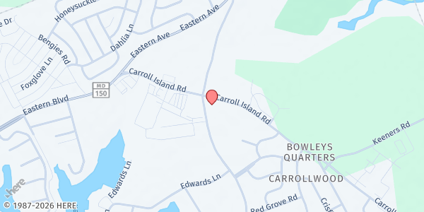 Map showing Piney Grove United Methodist Church at 201 Bowley's Quarter Road, Piney Grove United Methodist Church, Middle River, MD