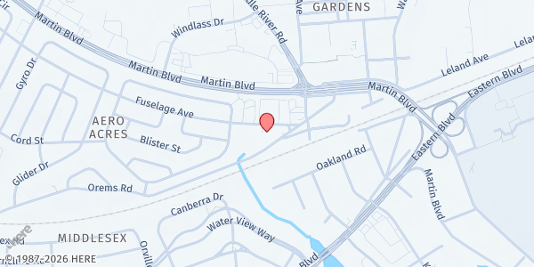 Map showing Salvation Army - Middle River at 1400 Fuselage Avenue, Middle River, MD