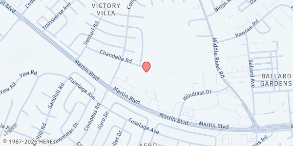 Map showing Victory Villa Baptist Pantry at 75 Chandelle Road, Middle River, MD