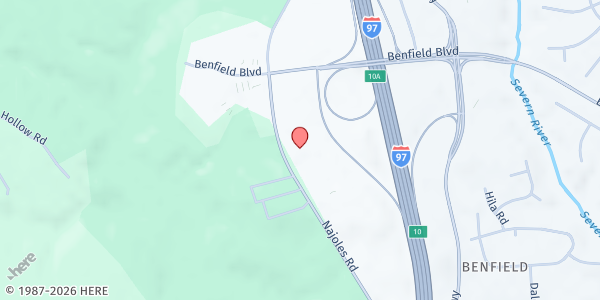 Map showing Vineyard Christian Fellowship of Central Maryland at 255 Najoles Road, Millersville, MD