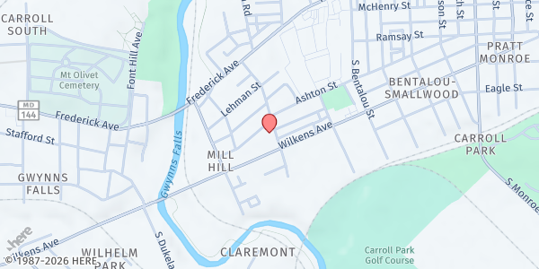 Map showing Benedict's Pantry at 2612 Wilkens Avenue, Millhill, MD