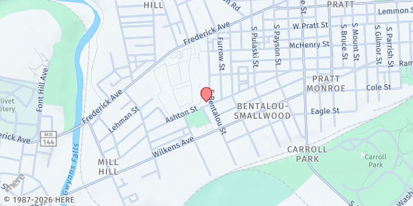 Map showing Rosie's Bar & Grill at 482 South Bentalou Street, Millhill, MD