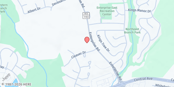 Map showing Hope Presbyterian Church at 1100 Enterprise Road, Mitchellville, MD