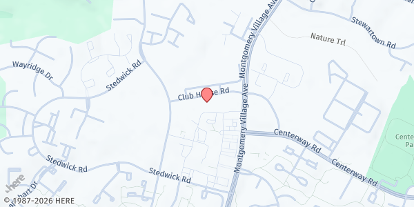 Map showing Women Who Care Ministries at 19642 Club House Road, Montgomery Village, MD