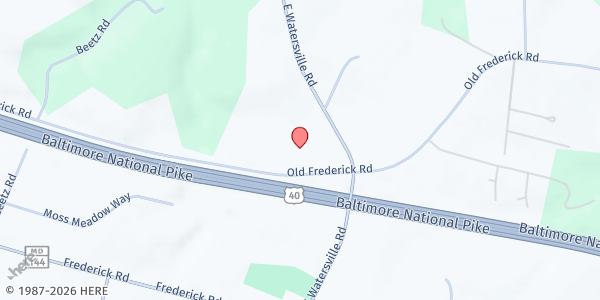 Map showing Mount Airy Bible Church at 16700 Old Frederick Rd, Mt Airy, MD